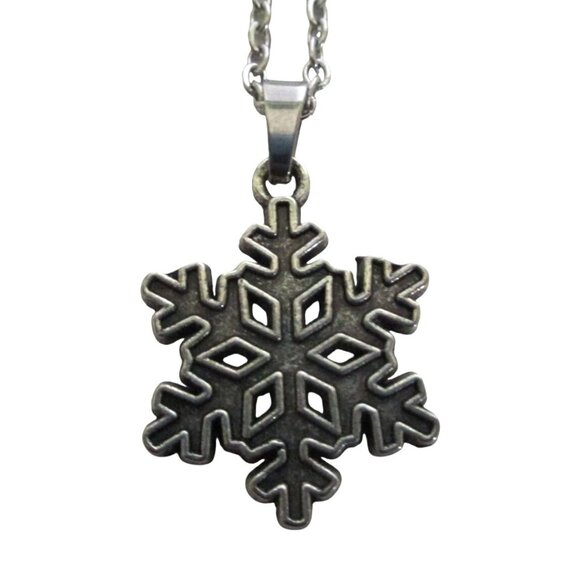 New Snowflake Pendant Necklace With 20" Stainless Chain Winter Jewelry Gift - Picture 1 of 5